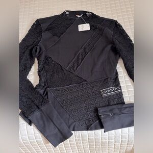 NWT mixed media lace long sleeve top, Free People